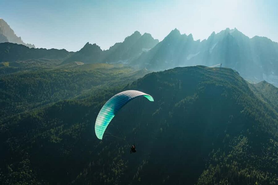 Chamonix: Tandem Paragliding Flight - Taking off above Chamonix at Le Brévent