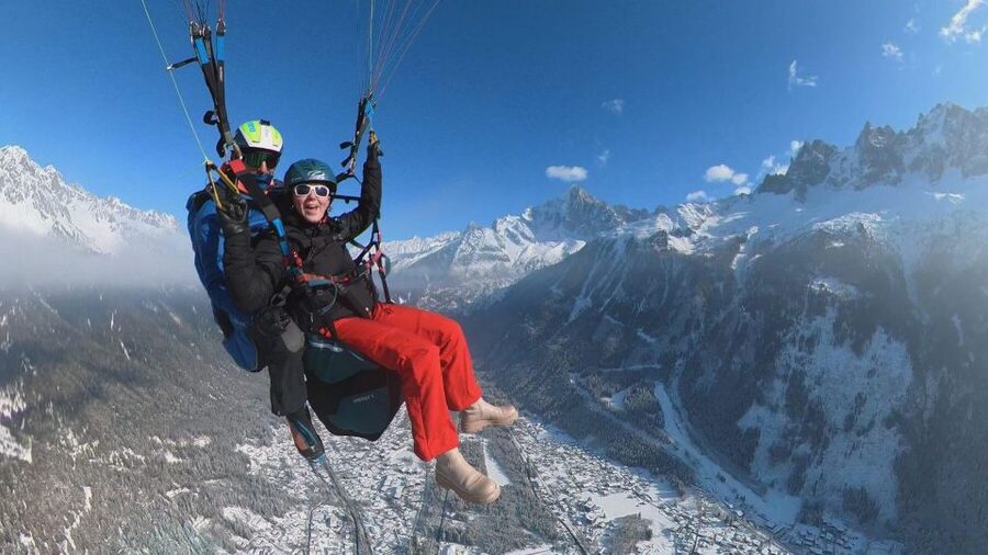 Chamonix: Tandem Paragliding Flight with Video - From Chamonix station to the launch slope