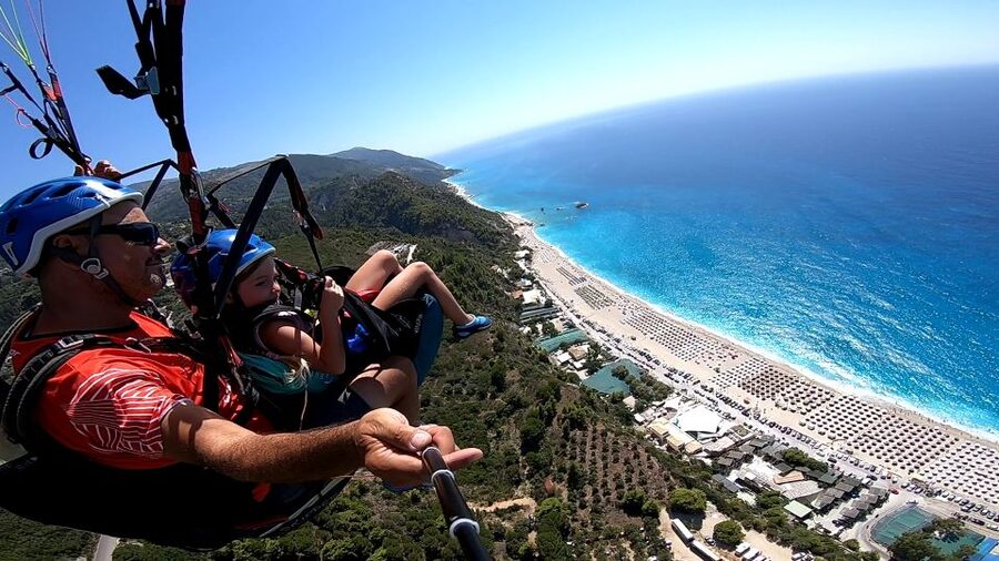 Lefkada paragliding tandem flighs/ Kathisma beach - From Kathisma Beach to the take-off point