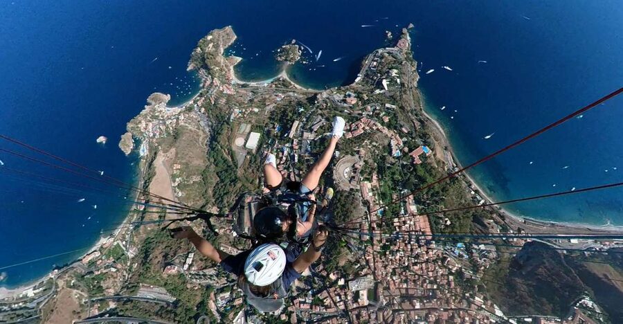 Paragliding Tandem Taormina + Video/Foto e GoPro + Acrobazia - From Via Francesco Durante to the takeoff point