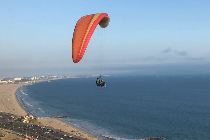 Tandem Paragliding flight with instructor in Malibu - Takeoff feels more like lifting than jumping
