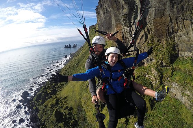 Tandem Paragliding Flights from Vik - Reynisdrangar from the air