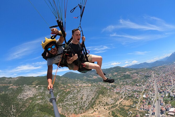 Tandem Paragliding in Alanya, Antalya Turkey with a Licensed Guide - A high view of the castle and coast
